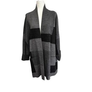 NWT Eileen Fisher Cardigan Sweater‎ w/ Pockets Gray Black XL